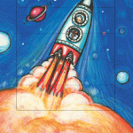 Ευχετήρια κάρτα με κίνηση "διάστημα"