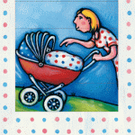 Ευχετήρια κάρτα με κίνηση "μωρό στο καρότσι"