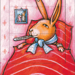 Ευχετήρια κάρτα με κίνηση "άρρωστο κουνελάκι"