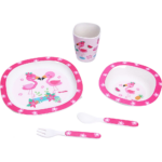 Παιδικό Σετ Φαγητού Μπαμπού Τετραγωνιζέ Φλαμίνγκο