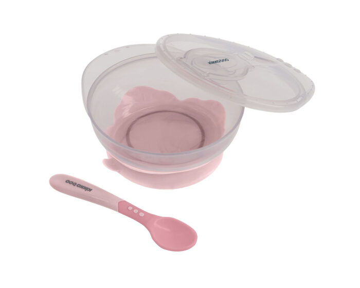 μπολ-με-βεντούζα-και-κουτάλι-Kikka-boo-pink2 Μπωλ Φαγητού με Κουτάλι και Βεντούζα Kikka Boo - Pink 250ml - Image 2