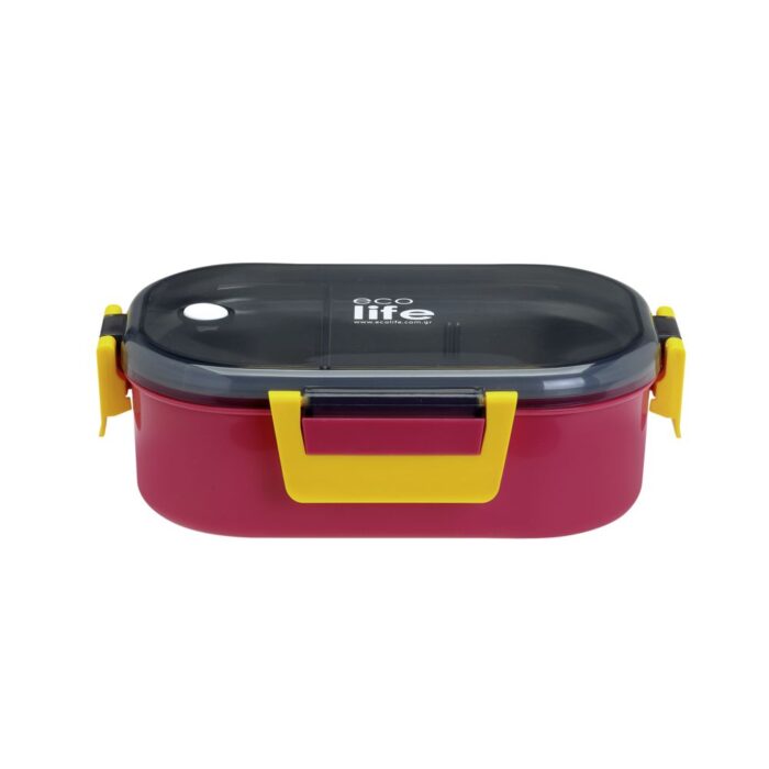 Φαγητοδοχείο με Χώρισμα 900ml Ecolife - Deep Rose 3 Φαγητοδοχείο με Χώρισμα 900ml Ecolife - Red - Image 3