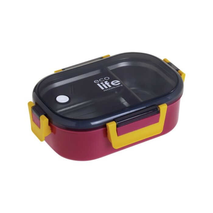 Φαγητοδοχείο με Χώρισμα 900ml Ecolife - Deep Rose 4 Φαγητοδοχείο με Χώρισμα 900ml Ecolife - Red - Image 2