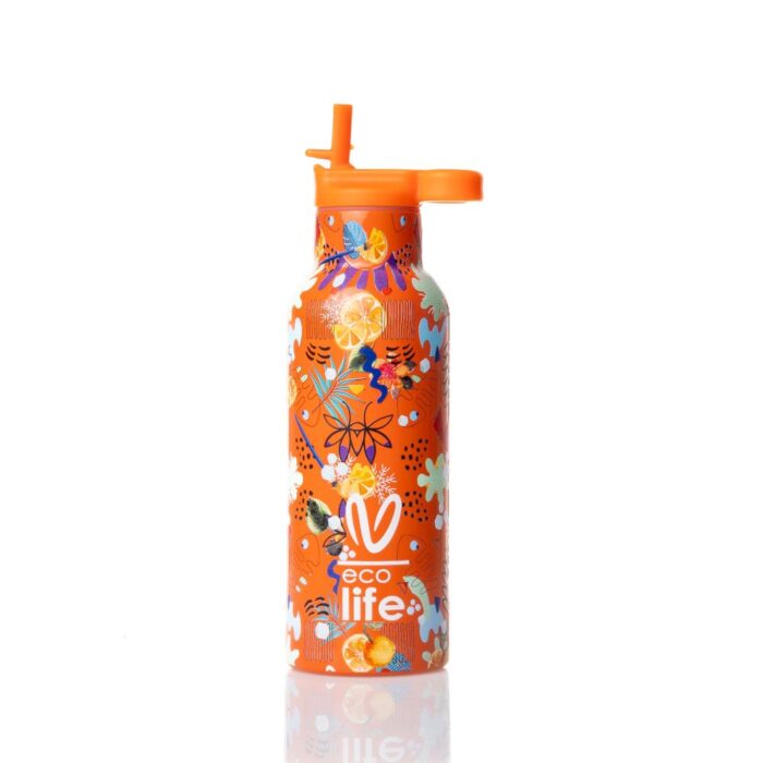 Ανοξείδωτο Παγούρι Θερμός με Καλαμάκι Ecolife 500ml - Ice 1 Ανοξείδωτο Παγούρι Θερμός με Καλαμάκι Ecolife X Vasiliki 500ml - Ice - Image 2
