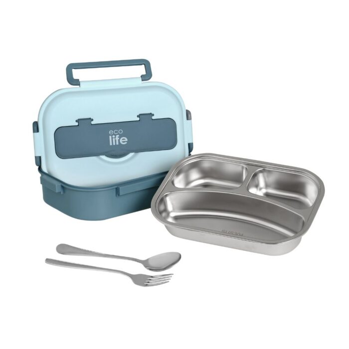 Φαγητοδοχείο με Χώρισμα 3 Θέσεων 1000ml Ecolife – Γαλάζιο 2 Φαγητοδοχείο με Χώρισμα 3 Θέσεων 1000ml Ecolife – Γαλάζιο - Image 3
