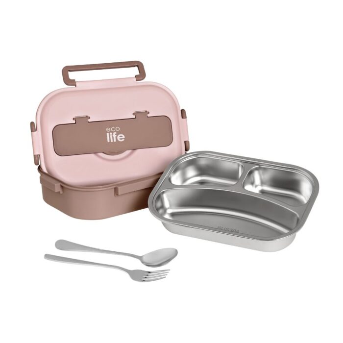 Φαγητοδοχείο με Χώρισμα 3 Θέσεων 1000ml Ecolife – Ροζ 2 Φαγητοδοχείο με Χώρισμα 3 Θέσεων 1000ml Ecolife – Ροζ - Image 3