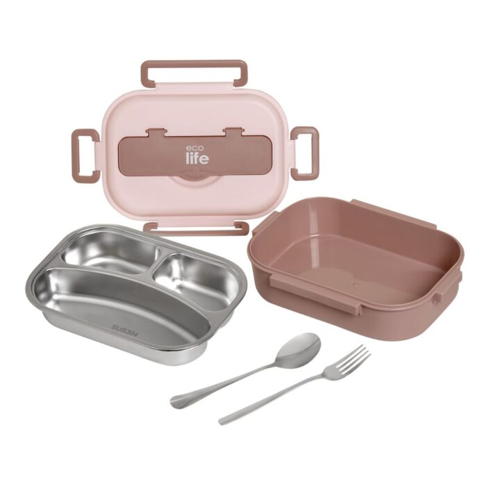 Φαγητοδοχείο με Χώρισμα 3 Θέσεων 1000ml Ecolife – Ροζ 3 Φαγητοδοχείο με Χώρισμα 3 Θέσεων 1000ml Ecolife – Ροζ - Image 4