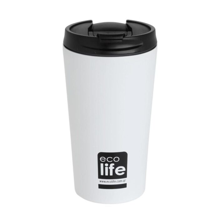 Ποτήρι Θερμός Ecolife - White (Matte) Coffee Thermos 370ml Ποτήρι Θερμός Ecolife - White (Matte) Coffee Thermos 370ml - Image 1
