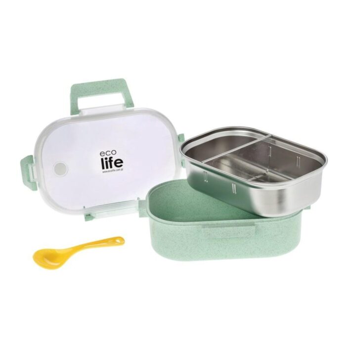 Φαγητοδοχείο με Χώρισμα 900ml Ecolife - Light Green 2 Φαγητοδοχείο με Χώρισμα 900ml Ecolife - Light Green - Image 2