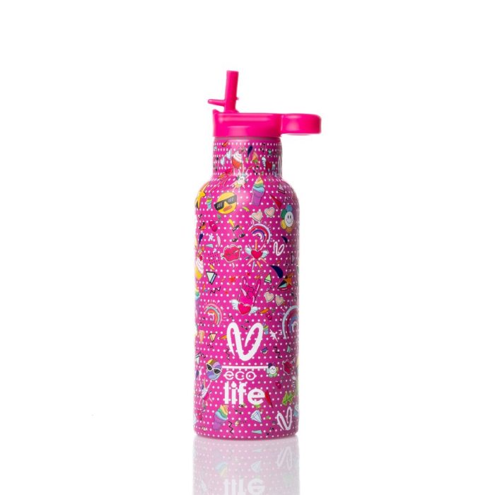 Ανοξείδωτο Παγούρι Θερμός με Καλαμάκι Ecolife 500ml - Rainbow 1 Ανοξείδωτο Παγούρι Θερμός με Καλαμάκι Ecolife X Vasiliki 500ml - Rainbow - Image 2
