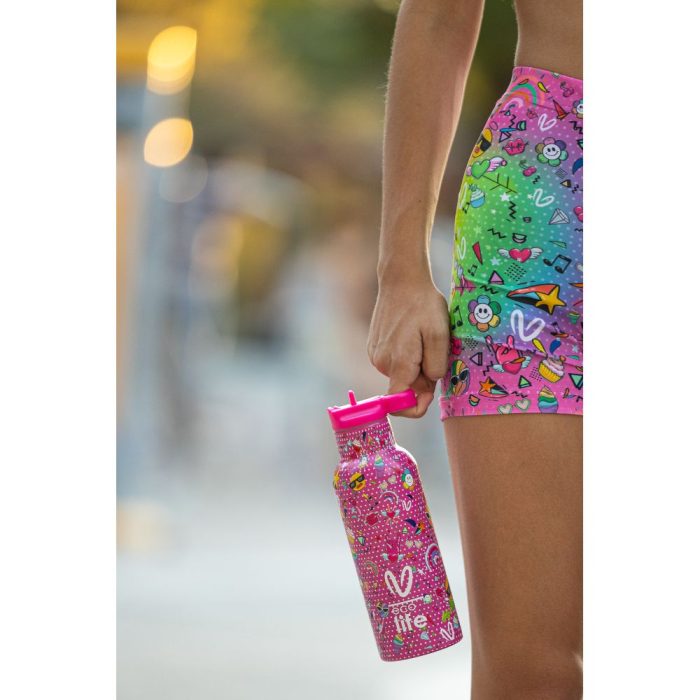 Ανοξείδωτο Παγούρι Θερμός με Καλαμάκι Ecolife 500ml - Rainbow 4 Ανοξείδωτο Παγούρι Θερμός με Καλαμάκι Ecolife X Vasiliki 500ml - Rainbow - Image 5