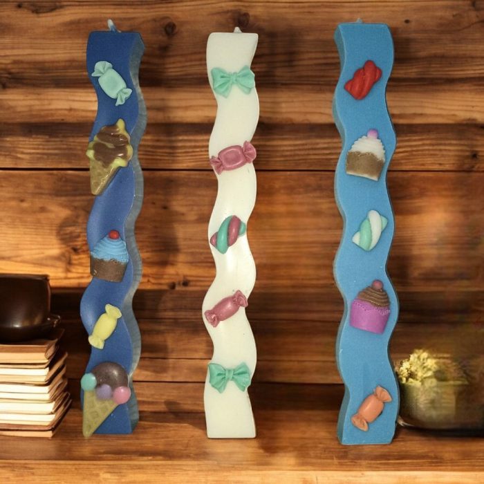 Αρωματική Λαμπάδα από Φυτικό Κερί - Candies Wave 4 Αρωματική Λαμπάδα από Φυτικό Κερί - Γλυκάκια Wave Γαλάζιο - Image 2