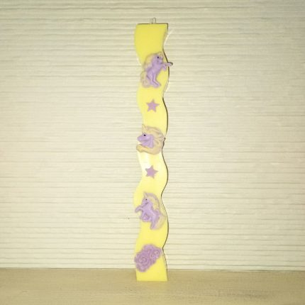 Αρωματική Λαμπάδα από Φυτικό Κερί - Μονόκεροι Μωβ & Κίτρινο