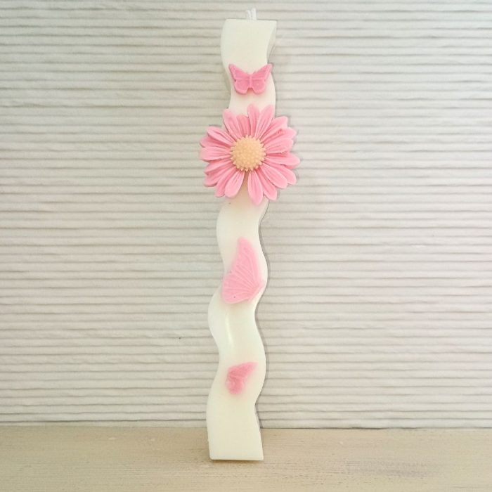 Αρωματική Λαμπάδα από Φυτικό Κερί - Μαργαρίτες 1 Αρωματική Λαμπάδα από Φυτικό Κερί - Μαργαρίτα Ροζ - Image 1