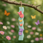 Αρωματική Λαμπάδα από Φυτικό Κερί - Πεταλούδες και Λουλούδια σε Φόντο Μέντα - Image 2