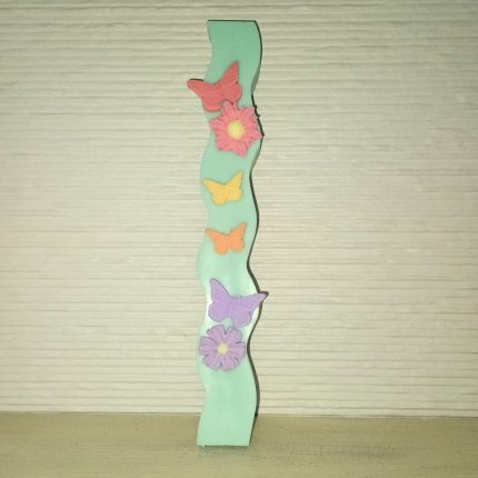 Αρωματική Λαμπάδα από Φυτικό Κερί - Πεταλούδες και Λουλούδια σε Φόντο Μέντα