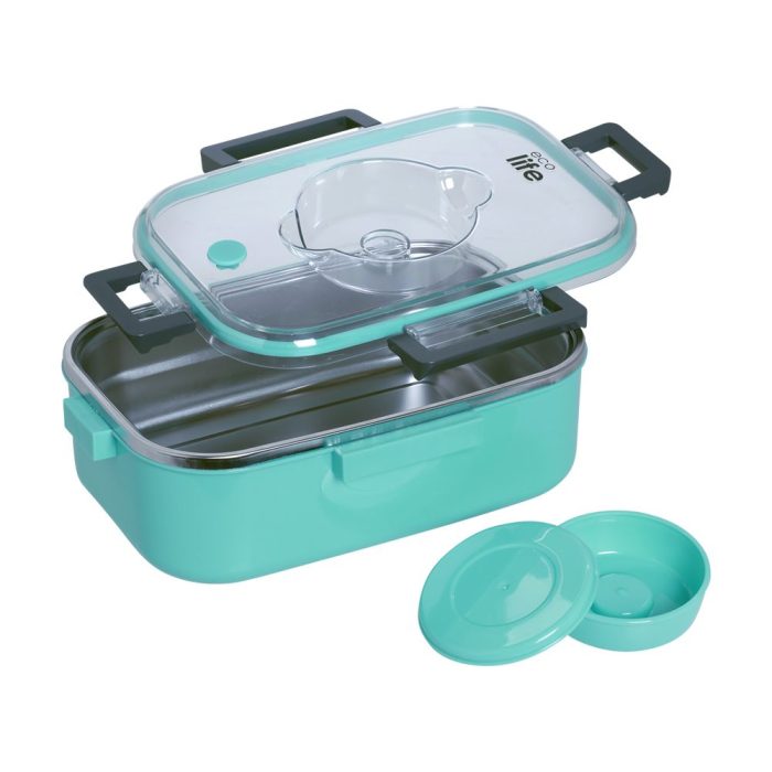 Ορθογώνιο Ανοξείδωτο Θερμός Φαγητού Ecolife 850ml Μπλε 1 Ορθογώνιο Ανοξείδωτο Θερμός Φαγητού Ecolife 850ml Μπλε - Image 2