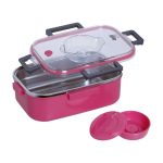 Ορθογώνιο Ανοξείδωτο Θερμός Φαγητού Ecolife 850ml Ροζ - Image 2