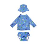 Αντηλιακό Σετ Μαγιό Πάνα, Μπλούζα και Bucket Καπέλο Zoocchini Devin the Dino & Friends