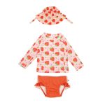 Αντηλιακό Σετ Μαγιό, Μπλούζα και Bucket Καπέλο Zoocchini Strawberry - Image 3