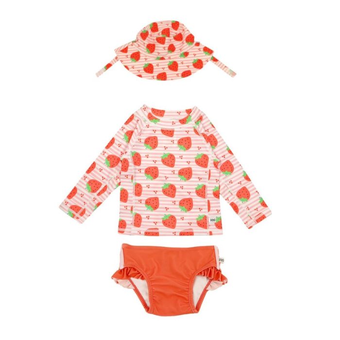 Αντηλιακό Σετ Μαγιό, Μπλούζα και Bucket Καπέλο Zoocchini Strawberry 1 Αντηλιακό Σετ Μαγιό, Μπλούζα και Bucket Καπέλο Zoocchini Strawberry - Image 3