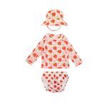 Αντηλιακό Σετ Μαγιό Πάνα, Μπλούζα και Bucket Καπέλο Zoocchini Strawberry