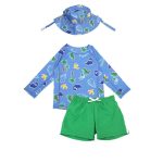 Αντηλιακό Σετ Μαγιό Σορτς, Μπλούζα και Bucket Καπέλο Zoocchini Devin the Dino & Friends - Image 2