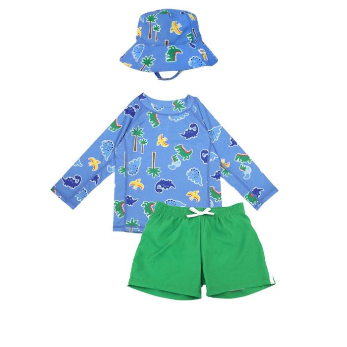 Αντηλιακό Σετ Μαγιό Σορτς, Μπλούζα και Bucket Καπέλο Zoocchini Devin the Dino & Friends Αντηλιακό Σετ Μαγιό Σορτς, Μπλούζα και Bucket Καπέλο Zoocchini Devin the Dino & Friends - Image 1
