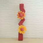 Αρωματική Λαμπάδα από Φυτικό Κερί - Κίτρινες/Μπορντό Μαργαρίτες