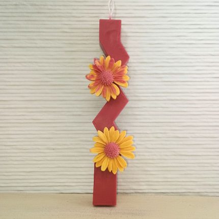 Αρωματική Λαμπάδα από Φυτικό Κερί - Κίτρινες/Μπορντό Μαργαρίτες