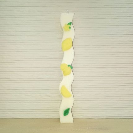 Αρωματική Λαμπάδα από Φυτικό Κερί - Λεμονάκια Λευκό Wave