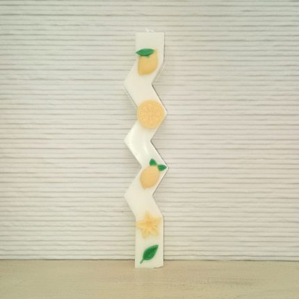 Αρωματική Λαμπάδα από Φυτικό Κερί - Λεμονάκια Λευκό Zig Zag