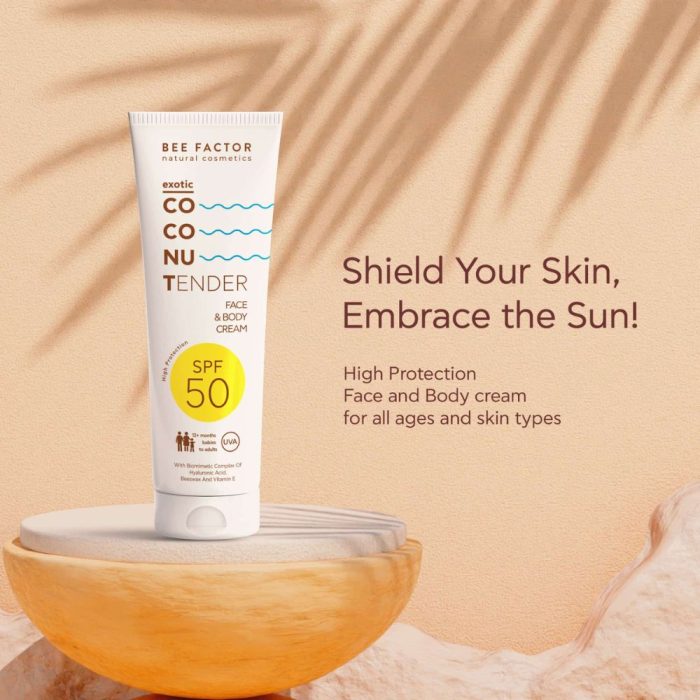 Αντηλιακή Κρέμα BeeFactor SPF50 Exotic Coconut για πρόσωπο & σώμα, κατάλληλη από 12, με άρωμα καρύδας