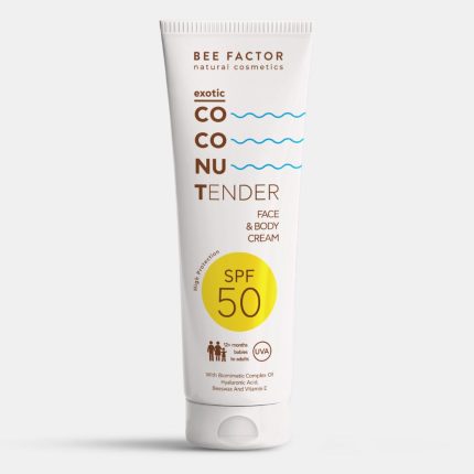 Αντηλιακή Κρέμα BeeFactor SPF50 Exotic Coconut για πρόσωπο & σώμα, κατάλληλη από 12 μηνών