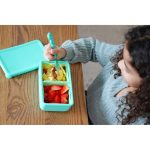 Φαγητοδοχείο Σιλικόνης 2 Θέσεων Melii Silicone Bento 700ml- Μπλε/Μέντα - Image 4