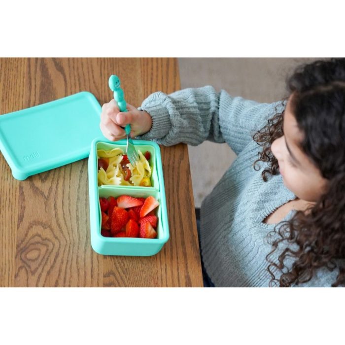 Φαγητοδοχείο Σιλικόνης 2 Θέσεων Melii Silicone Bento 700ml- ΜπλεΜέντα 4 Φαγητοδοχείο Σιλικόνης 2 Θέσεων Melii Silicone Bento 700ml- Μπλε/Μέντα - Image 4