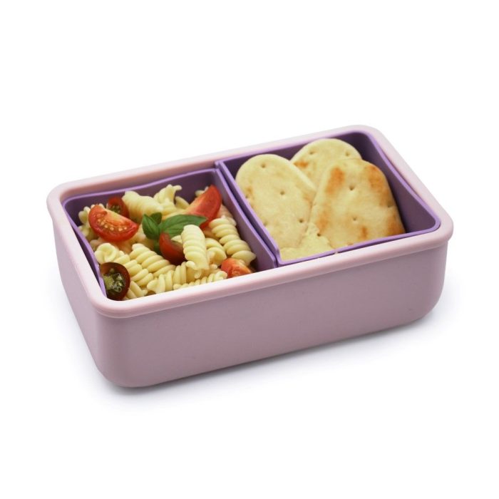Φαγητοδοχείο Σιλικόνης 2 Θέσεων Melii Silicone Bento 700ml- ΡοζΜωβ 3 Φαγητοδοχείο σιλικόνης με 2 αφαιρούμενα μπολ