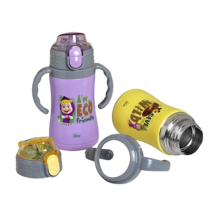 Ανοξείδωτο Παγούρι Θερμός με Καλαμάκι Ecolife Kids Thermos 300ml Masha Ανοξείδωτο Παγούρι Θερμός με Καλαμάκι Ecolife Kids Thermos 300ml Masha-Eco Friendly Λιλά - Image 5