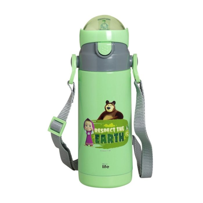 Ανοξείδωτο Παγούρι Θερμός με Καλαμάκι Ecolife Kids Thermos 400ml Masha-Respect the Earth Mint Ανοξείδωτο Παγούρι Θερμός με Καλαμάκι Ecolife Kids Thermos 400ml Masha-Respect the Earth Mint - Image 1