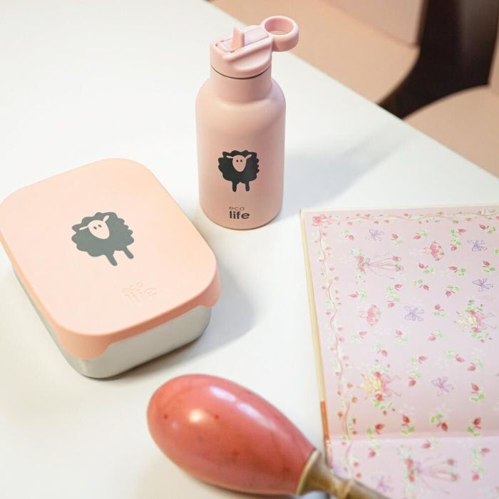 Ανοξείδωτο Παγούρι Θερμός με Καλαμάκι Ecolife Kids Thermos Animals 350ml Sheep 4 Ανοξείδωτο Φαγητοδοχείο με Χώρισμα 800ml Ecolife - Sheep - Image 4