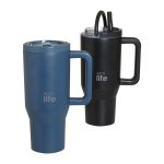 Tumbler με Ενσωματωμένο Καλαμάκι και Διπλό Χερούλι Ecolife - Rich Black 900ml - Image 4