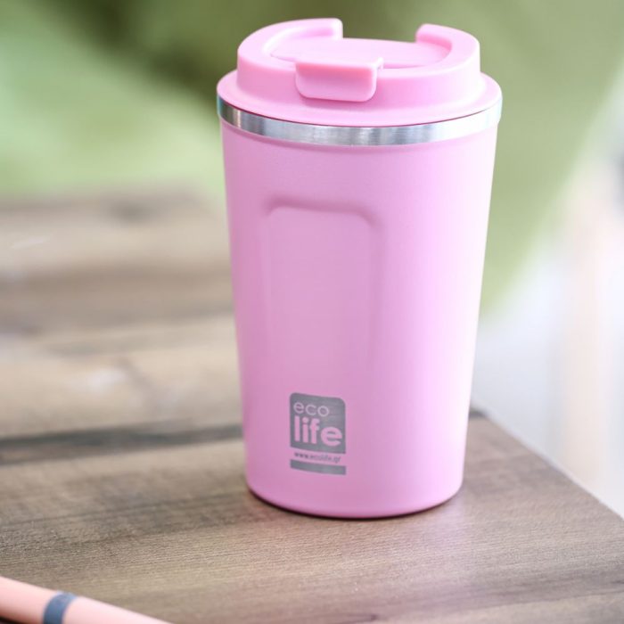 Ποτήρι Θερμός Ecolife - Rose Pink Coffee Thermos 370ml - Image 4