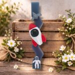 Χειροποίητη Αρωματική Λαμπάδα με Γύψινα Διακοσμητικά Στοιχεία- Πύραυλος - Image 2