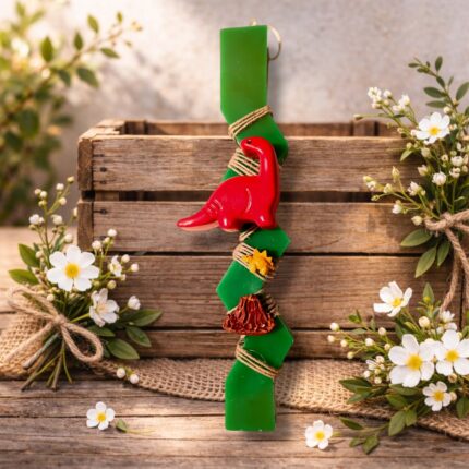 Χειροποίητη Αρωματική Λαμπάδα με Γύψινα Διακοσμητικά Στοιχεία – Βροντόσαυρος