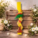 Χειροποίητη Αρωματική Λαμπάδα με Γύψινα Διακοσμητικά Στοιχεία – Στεγόσαυρος