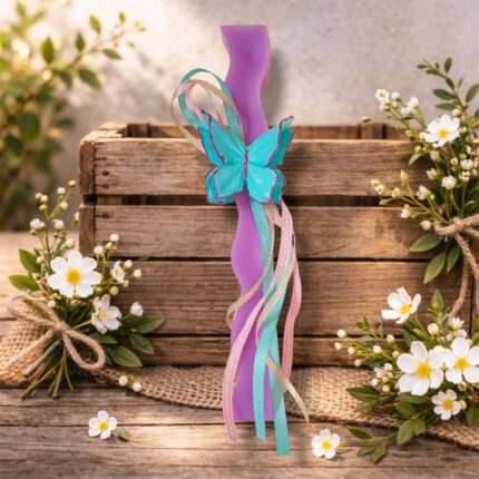 Χειροποίητη Αρωματική Λαμπάδα με Γύψινο Διακοσμητικό Στοιχείο Πεταλούδα - Σχέδιο Α