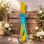 Χειροποίητη Αρωματική Λαμπάδα με Ξύλινο Διακοσμητικό Stitch