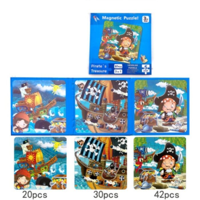 Μαγνητικό Βιβλίο με Παζλ 3 σε 1 - Pirate's Treasure - Image 4