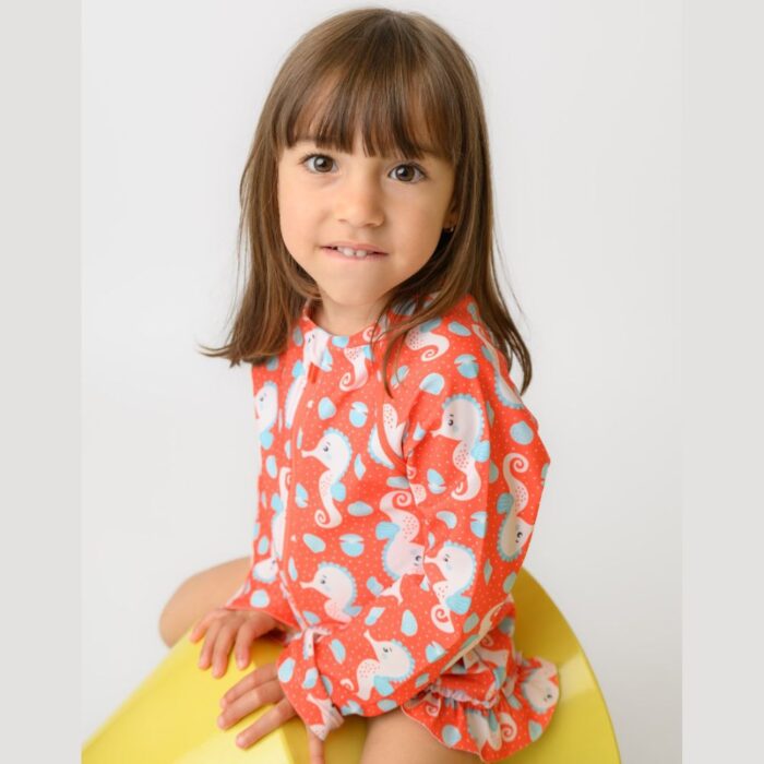 Αντηλιακό Σετ Μαγιό Πάνα, Μπλούζα και Bucket Καπέλο Zoocchini Seahorse - Image 2