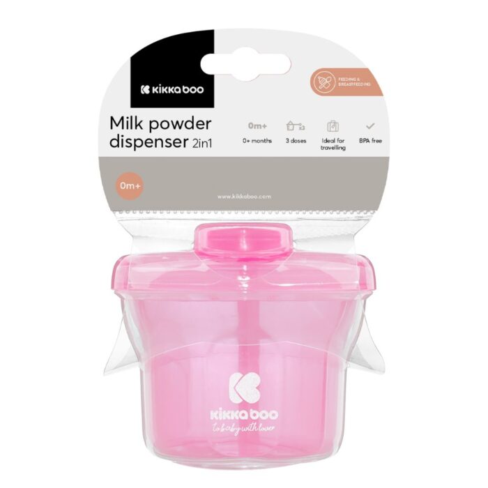 Δοσομετρητής Σκόνης Γάλακτος και Θήκη Σνακ 2 σε 1 Kikka Boo Pink - Image 7
